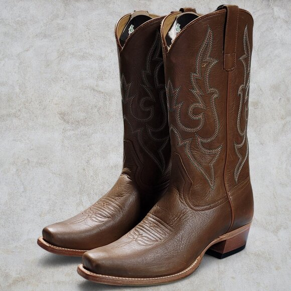 Brand New w/box Ladies Macie Bean Cowgirl Cowboy Brown Leather Boots 10 B - Picture 10 of 11